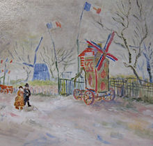 Reproduction Street Scene from Montmartre. Le Moulin a Poivre.