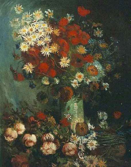 Vase with Poppies, Cornflowers, Peonies and Chrysanthemums by Vincent van Gogh