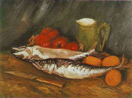 Still Life with Mackerels, Lemons and Tomatoes by Vincent van Gogh