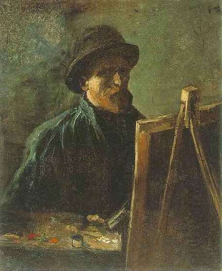 Self-Portrait with Dark Felt Hat at the Easel by Vincent van Gogh