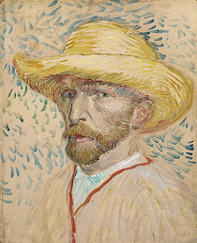 Self-portrait with straw hat by Vincent van Gogh
