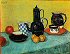 Still Life: Blue Enamel Coffeepot, Earthenware and Fruit