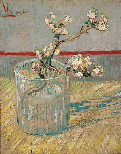 Blossoming Almond Branch in a Glass by Vincent van Gogh