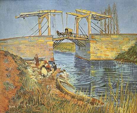 Langlois Bridge at Arles with Women Washing by Vincent van Gogh