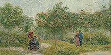Garden in Montmartre with lovers - Painting by Vincent van Gogh