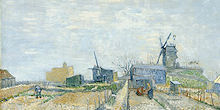 Montmartre: mills and vegetable gardens - Painting by Vincent van Gogh