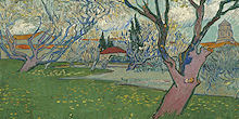 Orchards in blossom, view of Arles - Painting by Vincent van Gogh