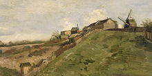The hill of Montmartre with stone quarry - Painting by Vincent van Gogh